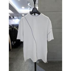 바쏘옴므 세이브존03 바쏘옴므 25 화이트 파이핑 디테일 오버핏 반팔 티셔츠 WSAGZ2KR30AWHA