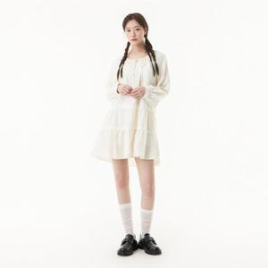 플라스틱아일랜드  (PR2WO401) 타이 리본 보헤미안 원피스