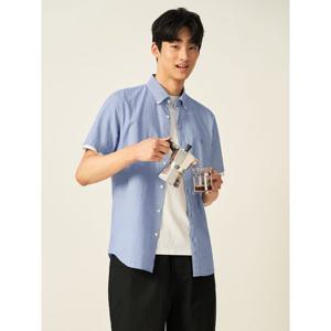 [빈폴멘] 강연 시어서커 스몰 깅엄 반소매 셔츠  블루 (BC5465C47P)