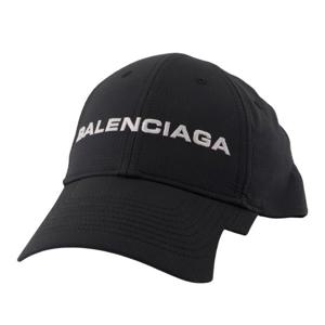 발렌시아가 블랙 자수 캔버스 캡 834399 4F2B7 1077 BLACK WHIT