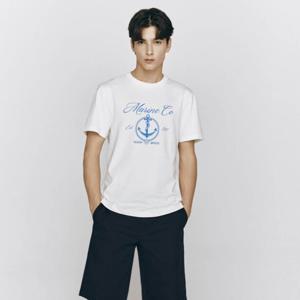 [지오다노]남자 095506 면100 기본핏 프린트 반팔티셔츠