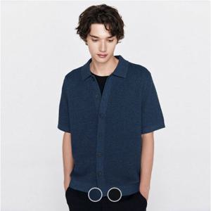 [지오다노]남성 오버핏 크로쉐 폴로넥 반팔 가디건 055904