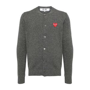 25SS 꼼데가르송 레드 하트 와펜 울 가디건 그레이 AX N007 051 3