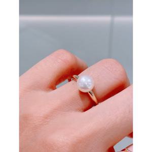 미니골드 14K 버튼 담수 진주 반지 8mm RJUM4058