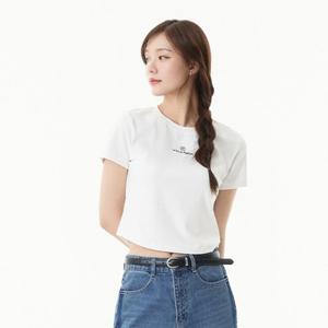 플라스틱아일랜드  1도자수 슬림핏 티셔츠 (PR2CH481)