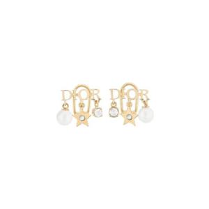 디올 디오레볼루션 클립 온 이어링 골드 피니쉬 메탈 화이트 레진 펄 화이트 크리스탈 E1680DVORS-D301