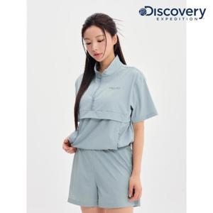 디스커버리 (DWTR93053_SBL) 프레시벤트 여성 폴튼 트레이닝 반팔 하이넥 아노락 DXNW