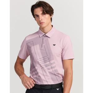 닥스 골프 25FW PREMIUM 핑크 빅로고 패턴 반팔 카라티 DGTS5C612P2