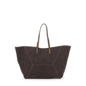 BRUNELLO CUCINELLI Duo Brown Shoulder Bag with Two Flat Handles and Concealed Magnetic Closure in Cotton Woman MB25D2572C003