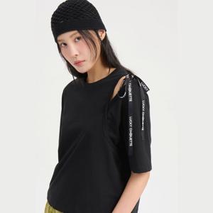 [럭키슈에뜨]어깨로고테이프티셔츠  LQTAM25500