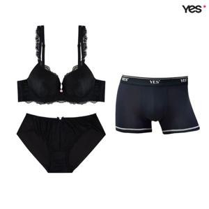 [예스]로즈 블랙 커버리지 브라 커플속옷SET1 YSWBB101YSWPB101YSMDB101