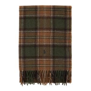 POLO RALPH LAUREN Brown Scarf with Pony Embroidery on the Front and All Over Check Motif in Wool Man 449959354010
