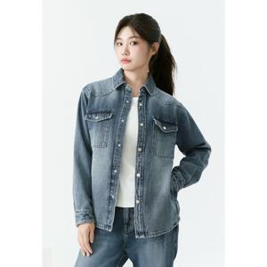 [잠뱅이]유니) 인디고 난스판 웨스턴 데님 셔켓 DJ AP3DDJ642-MB