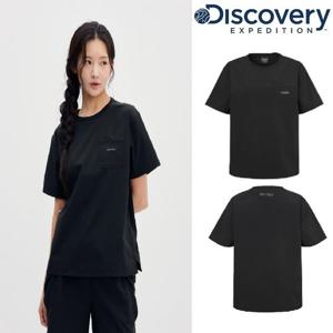 [디스커버리] 여성 프레시벤트 우븐 가슴포켓 반팔티 DWRS82053 BKS