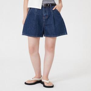 플라스틱아일랜드  (PR2DP731) 핀턱 데님 숏 팬츠