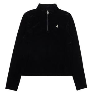 [르꼬끄 스포르티브]르꼬끄 슬림핏 여성 벨벳 반집업 긴팔티 QP422ORLO1 BLK