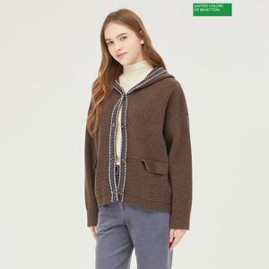 [베네통] 배색 후드 가디건 BAKC65361_BR