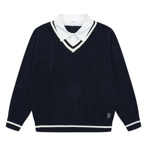 [에꼴리에]에꼴리에 더센트럴 셔츠 레이어드 브이넥 니트티 25A5053