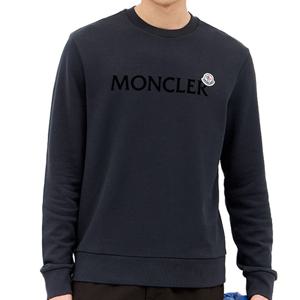 25 FW 몽클레어 심볼 패치 로고 플록 코튼 스웨트셔츠 네이비 8G00039 809KR 778