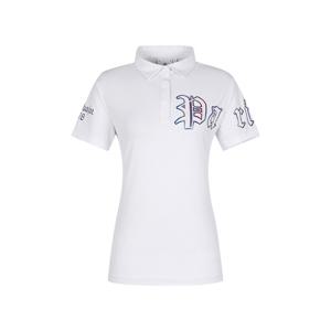 여성 전사 프린트 반팔 카라 티셔츠 BGEMTS806WH