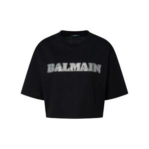 Balmain 로고 장식 크롭 티셔츠 BF0EE020BC54 EHV TP946377004