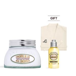 록시땅 [기프트] 아몬드 밀크 컨센트레이트 200ml 세트 (+디럭스 1종+릴랙싱 가운)