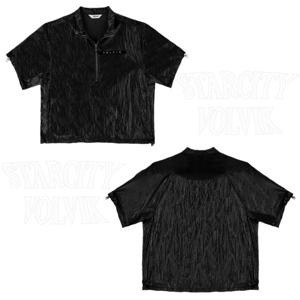 볼빅 여성 LAB 골프 홑겹 반팔 메탈릭 아노락 VLWBP801_BK_KD
