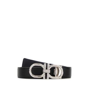 SALVATORE FERRAGAMO Black leather reversible belt 670634788533 BLACK