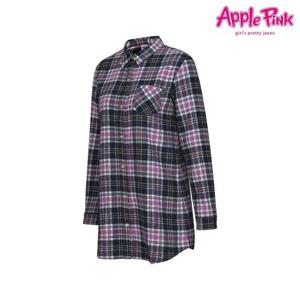 [애플핑크]체크 롱 셔츠 (APK1O507GSX)