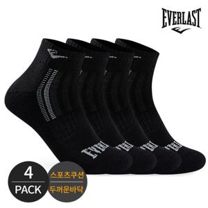 에버라스트 남성 스포츠 쿠션 사이드라인 발목양말 4P_BK