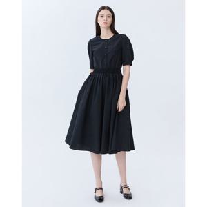 질스튜어트 뉴욕 여성 24SS 클리어런스스테디셀러블랙 단색 면혼방 반팔원피스 WJDR4B460BK