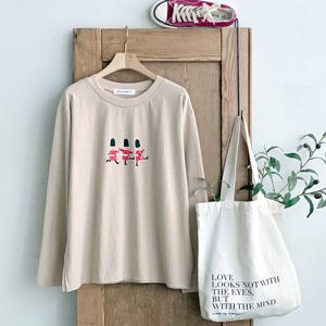 샵앤) 국산 여성 라운드넥 병정 4컬러 긴팔 면 100 티셔츠 FJ-WSH-4290-베이지