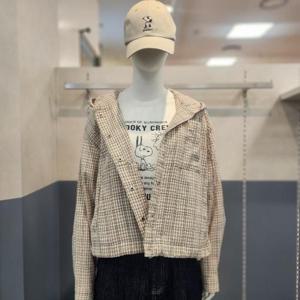 클라이드앤 HC03 여성 후드 체크 점퍼 BEI FPBSH761F