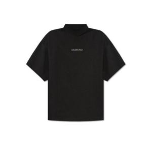 발렌시아가 로고 장식 모크넥 티셔츠 818431TOVJ6 1000 TP934496686