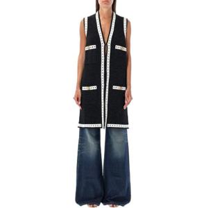 Balmain 슬리브리스 롱 니트 가디건 BF1KN045KE74 EHQ TP943287505
