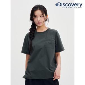디스커버리 (DWRS82053_DGS) 프레시벤트 우븐 여성 가슴포켓 반팔티셔츠 DXNW