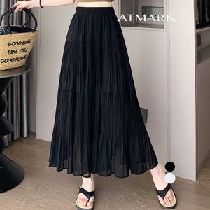 ATMARK 밴딩잔플리츠티어드롱스커트_AA53SK024G