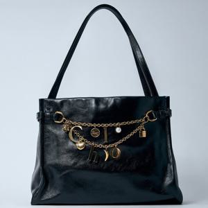 25 FW 끌로에 Charm Hobo 아플리케 체인 레더 호보 숄더백 블랙 CH25AS870P60001