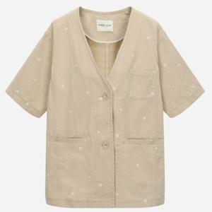 [써스데이아일랜드][여성]플라워 자수 반소매 롱 자켓(T254MJK235W)