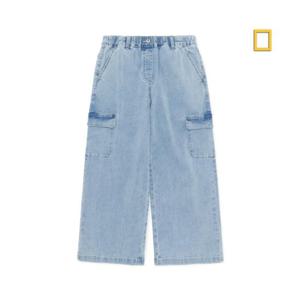 내셔널지오그래픽키즈  (K251GPT030) 여아 와이드 카고 데님 팬츠 청바지