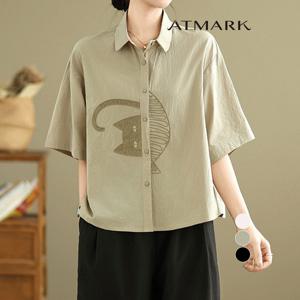 ATMARK (77까지)캣츠자수그래픽셔츠_AA53SH040G