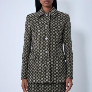25 FW 구찌 GG Boucle 모노그램 자카드 부클레 버튼 자켓 올리브 그린 835539 ZASUE 30