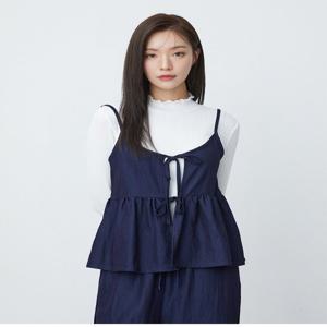 플라스틱아일랜드  (PR3DV831) 리본여밈 데님 뷔스티에 베스트