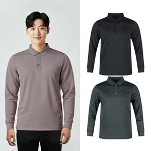 럭스골프 남성 시보리 니트 카라 긴팔 티셔츠 BLU25A425