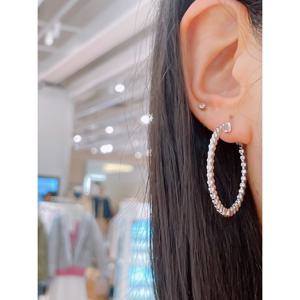 미니골드 SILVER 테니스 빅 라운드컷 귀걸이 EAAM1004