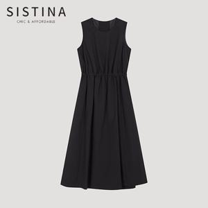 [SISTINA] 인기 백 버튼 슬리브리스 원피스_AWWOPO21190_BK