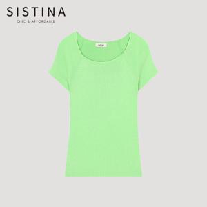 [SISTINA] 인기 미니멀 딥 라운드넥 니트_ASKPOO21700_GN