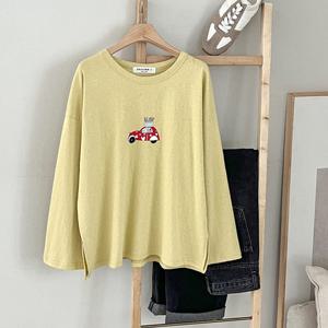 샵앤) 여성 브레드카 옆트임 긴팔 티셔츠 FJ-WSH-3759-옐로우