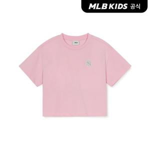 [MLB키즈 공식] 25SS 베이직 여아 스몰로고 크롭 티셔츠 NY (Mg.Pink) 7FTSB0553-5