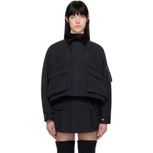 25 FW 사카이 여성 블랙 그로그랭   나일론 트윌 재킷 251445F063006